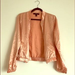 Forever 21 Satin Blush Bomber Jacket